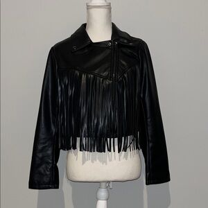 Faux Leather Jacket with fringe biker bikercore